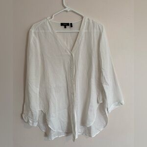 Theory Ivory V-Neck Blouse